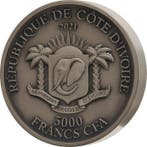 Ivoorkust. 2021 Big Five Tiger 5 Oz, (.999), Postzegels en Munten