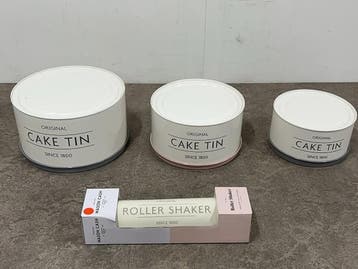Veiling - Typhoon cakeblikken met deegroller set 4-delig