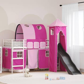 vidaXL Bunkbed voor kinderen Effen Wit en Roze 75 x 190 cm, Verzenden, Nieuw