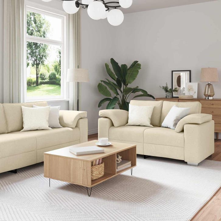 vidaXL bank / zetel 2 st Crème Stof, Maison & Meubles, Canapés | Salons, Envoi