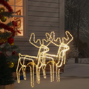 vidaXL Kerstfiguur rendier met bewegende kop 2 st warmwit, Diversen, Verzenden, Nieuw