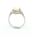 Bague - 14 carats Or blanc - 1.00ct. tw. Opale - Diamant -