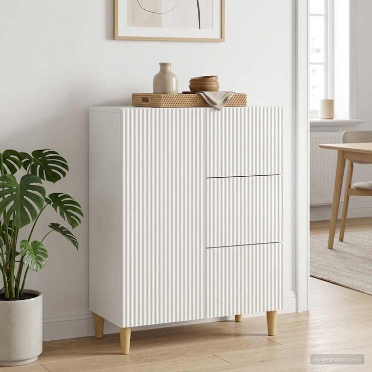 vidaXL Dressoir met lade Hoogglans Wit 66 x 34,5 x 90 cm, Huis en Inrichting, Kasten | Dressoirs, Nieuw, Verzenden