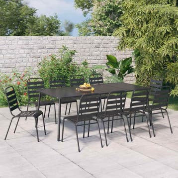 vidaXL 11-delige Tuinset staal antracietkleurig, Verzenden, Nieuw, Tuinset