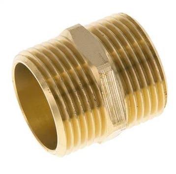 Dubbele Nippel G1 Messing Vlakke Afdichting 16bar 33mm Hex, Verzenden, Nieuw
