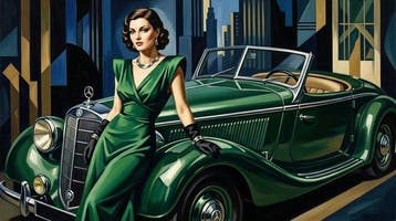 CREATIVE_HUB - Vintage Mercedes cabrio with green princess, Huis en Inrichting, Nieuw