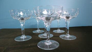 Val Saint Lambert - Champagneglas (6) - Kristal - verre de