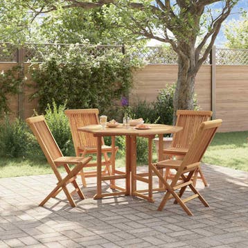 vidaXL 5-delige Tuinset inklapbaar massief teakhout, Verzenden, Nieuw, Tuinset