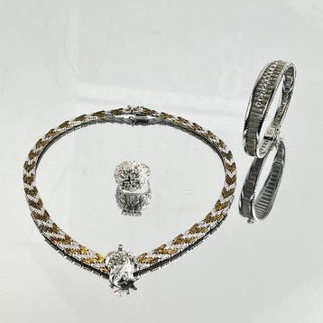 Argent - Ensemble de bijoux 3 pièces - Collier, Bracelet,