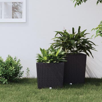 vidaXL Plantenbak met uitneembare bak rattan-look 21/32 L PP, Verzenden
