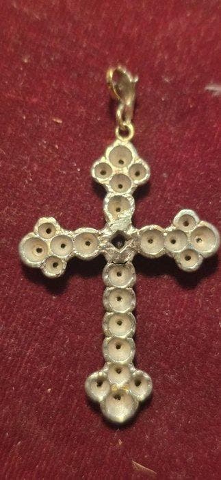 Crucifix - Or 19,2 ct, Argent 833 - 1920-1930, Antiquités & Art, Antiquités | Argent & Or
