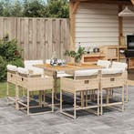 vidaXL 9-delige Tuinset met kussens poly rattan beige, Verzenden, Nieuw, Tuinset