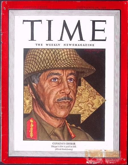 Cover Time Magazine1944 met Harry Crerar (lijst optie), Collections, Objets militaires | Seconde Guerre mondiale, Envoi