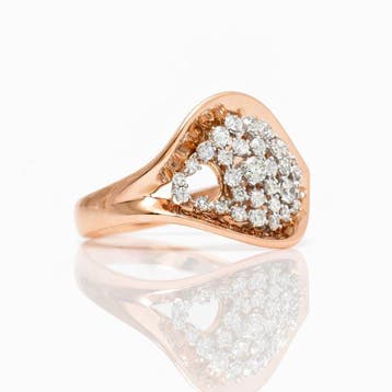 Statement ring - 14 karaat Roségoud - 0.58ct. tw. Diamant