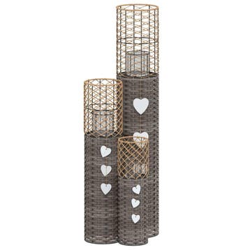 Wicker Lantaarns 3-st | Tweede kansje | OP = OP, Huis en Inrichting, Woonaccessoires | Kandelaars en Kaarsen, Gebruikt, Verzenden