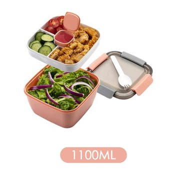 Salade Lunchbox 1.1L Roze Lunchbox met Vakjes Lunch Saladebo, Verzamelen, Verzenden, Nieuw