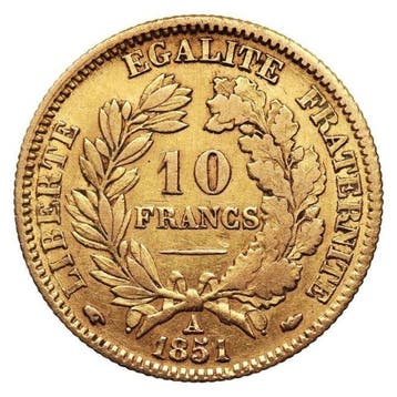 Frankrijk. 10 Francs 1851 France 10 Francs Ceres Gold Coin