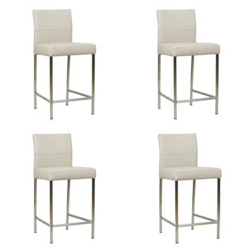 Set van 4 Leren barkrukken Bright laag - Toledo Misty, Nieuw, Leer, Ophalen of Verzenden, 90 cm of meer