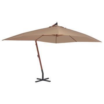 vidaXL Zweefparasol met houten paal 400x300 cm taupe, Verzenden, Nieuw