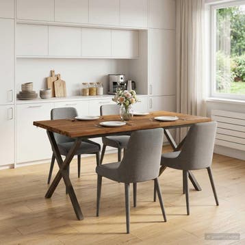 vidaXL Eettafel met levendige rand 160 x 80 x 75 cm Naturel, Verzenden