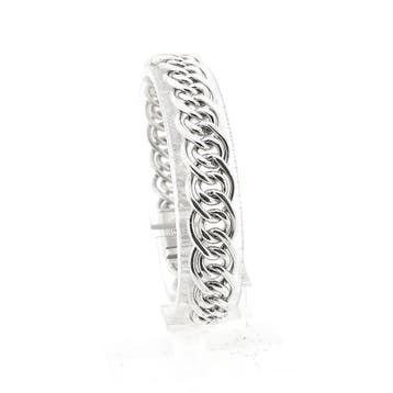 Zilveren Buddha to Buddha fantasieschakel armband; Nathal..., Ophalen of Verzenden, Gebruikt, Zilver, Zilver