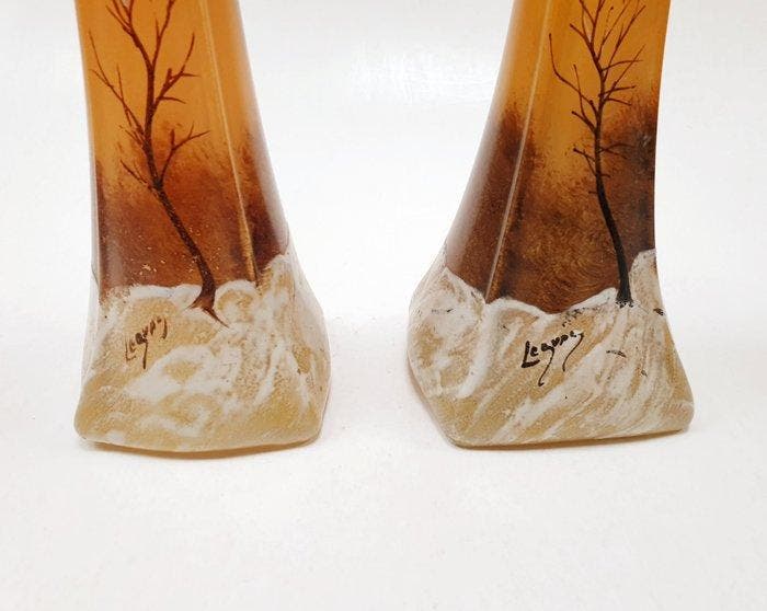 Legras & Cie. - Vaas (2) - Paar zeer grote vazen,, Antiquités & Art, Antiquités | Verre & Cristal