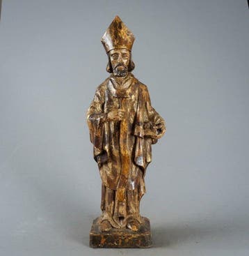 Statue, Bisschop Sint-Nicolaas van Myra - 59 cm - Bois de