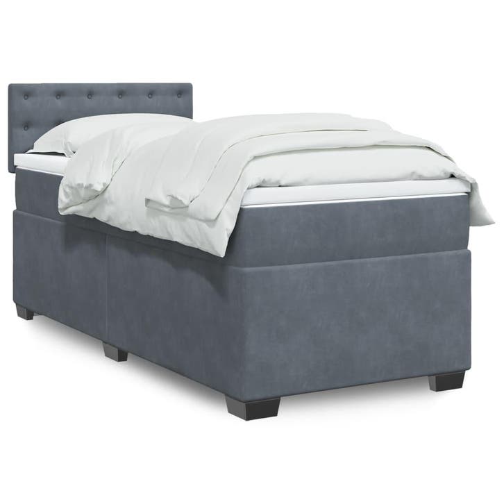 vidaXL Boxspring met matras fluweel donkergrijs 1-persoons, Maison & Meubles, Chambre à coucher | Lits, Envoi