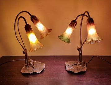 Orion - Lampe de table (2) - LA 4-759/2 - Laiton, Verre, Nieuw