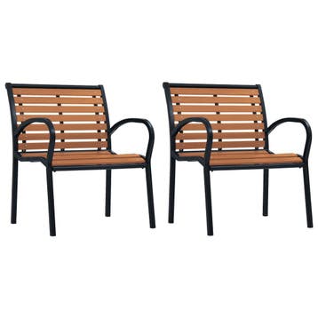 vidaXL Tuinstoelen 2 st staal en HKC zwart en bruin, Verzenden, Nieuw