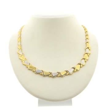 22 Karaat bicolor gouden fantasie schakelcollier (Ketting), Ophalen of Verzenden, Gebruikt, Goud, Goud