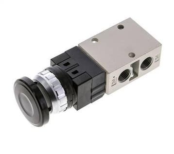 robinet à bouton-poussoir 3/2 G1/4 noir 0-8bar/0-112psi, Verzenden