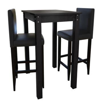 vidaXL Bartafel met 2 barkrukken zwart, Verzenden