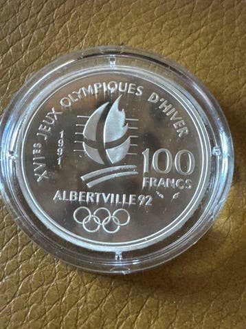 Frankrijk. 100 Francs 1992 Albertville Skilanglauf - 22.2g, Postzegels en Munten