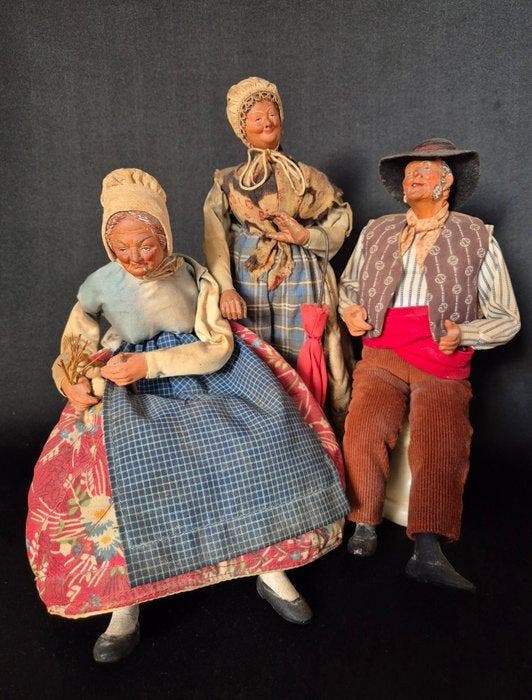 Simone Jouglas - Pop Santons de Provence 3x - 1910-1920 -, Antiek en Kunst, Antiek | Speelgoed