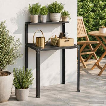 vidaXL Planttafel 100 x 50 x 104 cm Gepoedercoat staal Zwart, Tuin en Terras, Hand-tuingereedschap, Verzenden, Nieuw