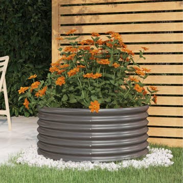 vidaXL Plantenbak 80x80x36 cm gegalvaniseerd staal grijs, Verzenden, Nieuw