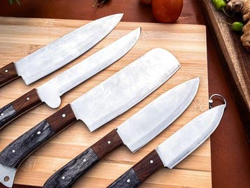 Keukenmes - Kitchen knife set - 751 - Staal, Hout,