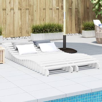 vidaXL Ligbedden 2 st 205x60x31,5 cm massief grenenhout wit, Tuin en Terras, Verzenden, Nieuw