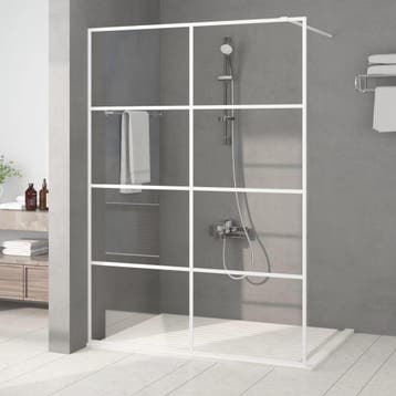 vidaXL Inloopdouchewand 140x195 cm transparant ESG-glas wit, Doe-het-zelf en Bouw, Verzenden, Nieuw