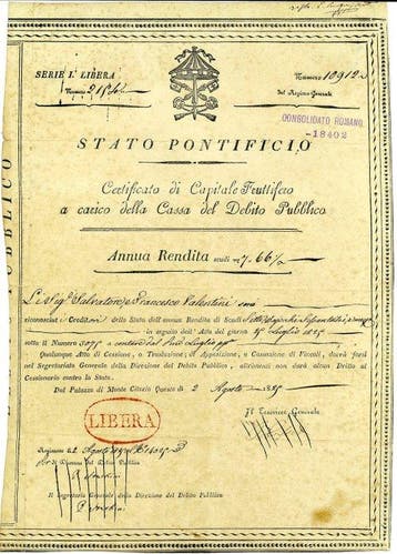 Italië. - 7,66 Scudo Stato Pontificio – Certificato di, Antiek en Kunst