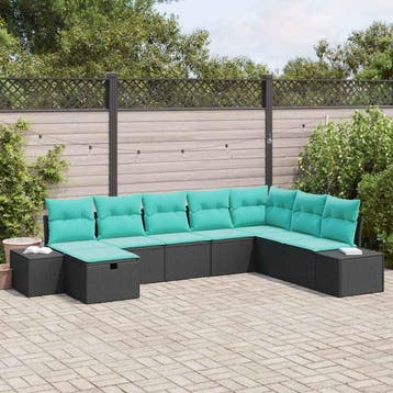 vidaXL Tuinbank Set 8 st Zwart poly rattan, Verzenden, Nieuw