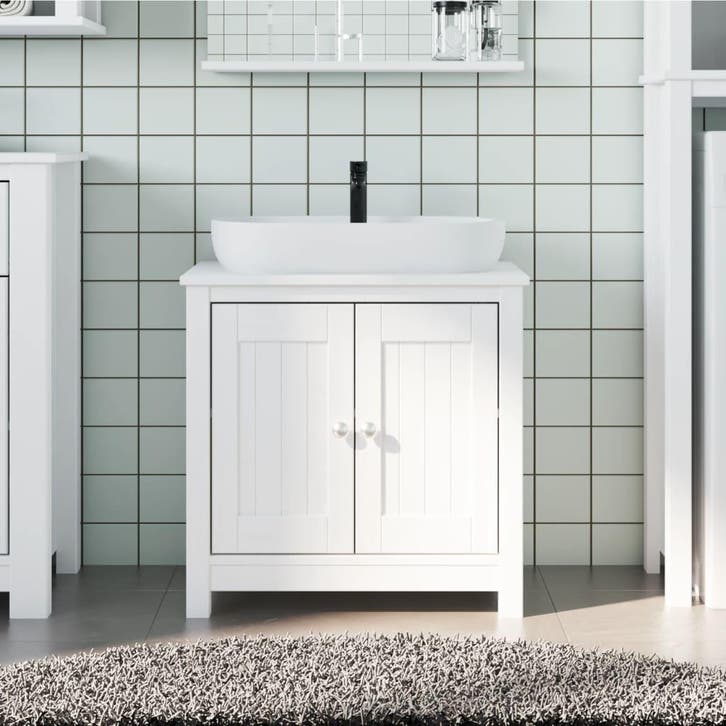 Grenenhout Wastafelkast BERG | Tweede Kansje | OP = OP, Huis en Inrichting, Badkamer | Badkamermeubels, 25 tot 50 cm, Nieuw, Wastafelkast
