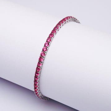 Zonder minimumprijs - Armband Zilver Robijn - Tennisarmband, Nieuw