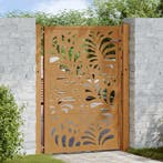 vidaXL Poort met golfontwerp 100x125 cm weervast staal, Verzenden