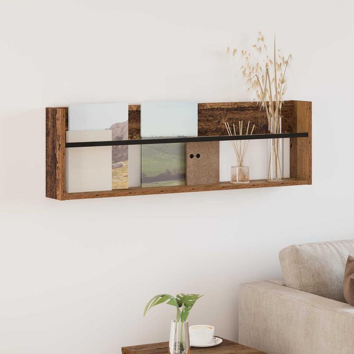 vidaXL Tijdschriftenrek Oudhout 100 x 12 x 30 cm Bewerkt, Maison & Meubles, Accessoires pour la Maison | Porte-journaux & Porte-revues