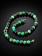 Elegante groene agaat kralenketting - goudgeplateerd 925