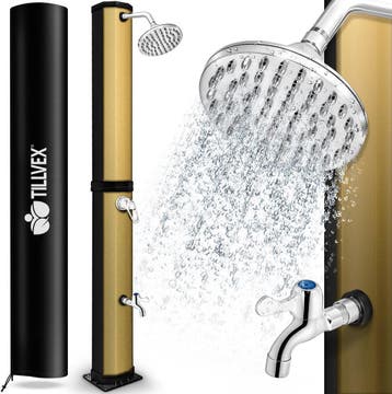 Buitendouche - Tuindouche - Zonneenergie - 35L - Zwart/Goud, Verzenden, Nieuw