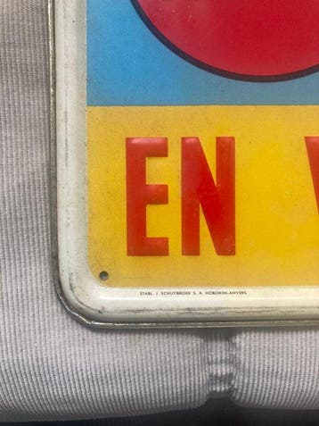 J. Schuybroek S.A. - Reclamebord uit 1954 voor Boulets 1/2