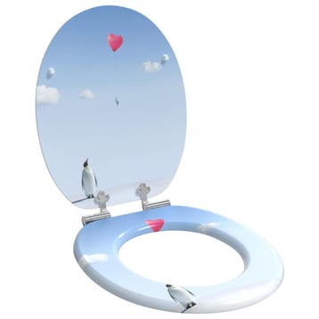 vidaXL Toiletbril Blauw 44 x 38 cm Bewerkt hout, Verzenden